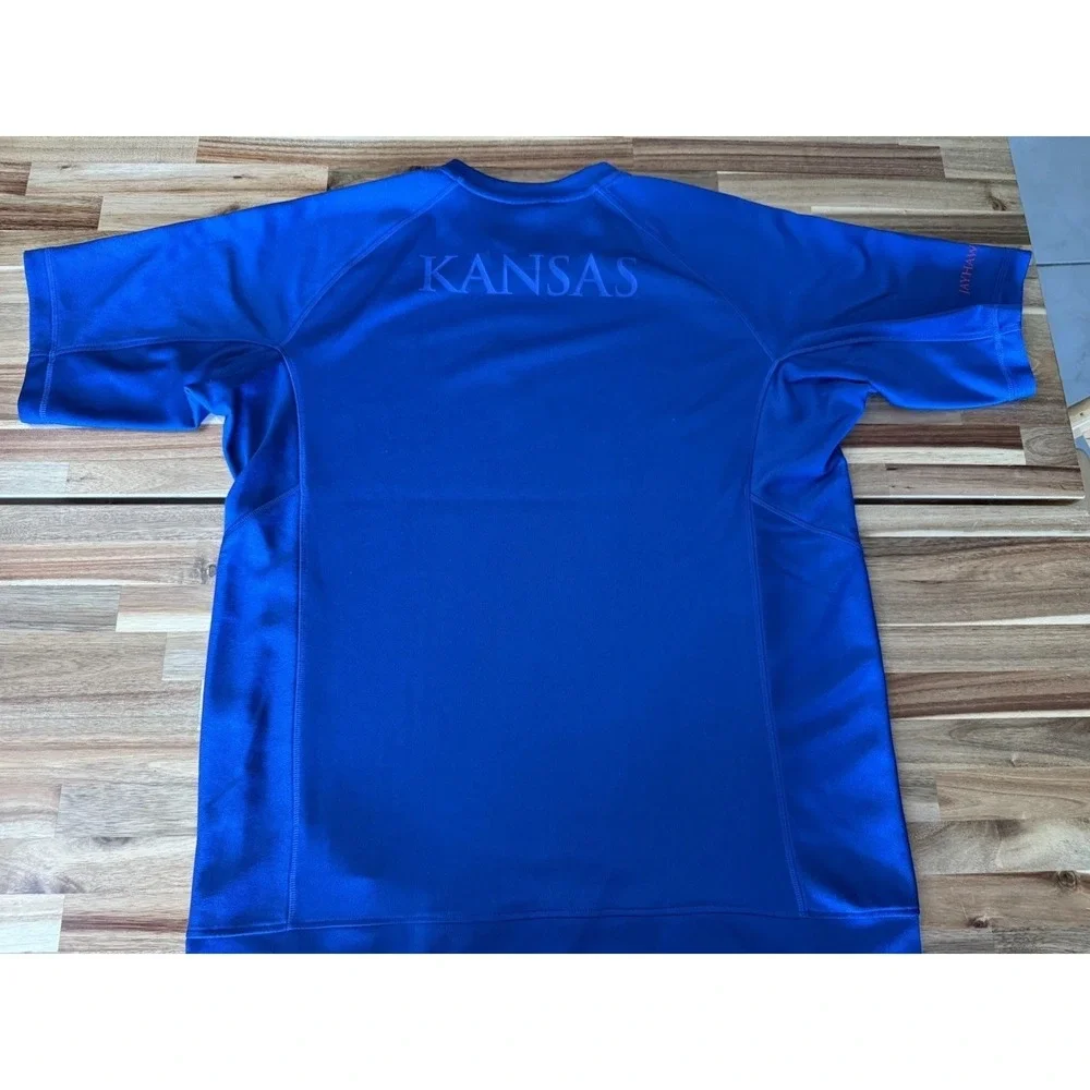 Adidas NCAA Official Kansas Jayhawks Team On Court Short Sleeve T-Shirt Men Sz M